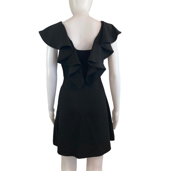 BCBG Black Flutter Ruffle Sleeve Short Dress Size 2 - Picture 4 of 8